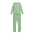 thumbnail image 6 of TEAJOPSUU Women's Cable Knit 2 Piece Loungewear Sets Crewneck Long Sleeve Sweaters Cuffed Joggers Casual Sleepwear Outfits Green, 6 of 7