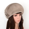 thumbnail image 2 of Boina de piel auténtica de visón para mujer, gorros de piel de invierno, boinas a la moda para mujer, gorros cálidos para boinas para mujer, 2 of 5