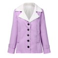 thumbnail image 4 of Fleece Winter Coat for Women Sherpa Lined Warm Plus Size Button Down Lapel Collar Long Sleeve Casual Jacket, 4 of 6