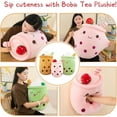 thumbnail image 3 of Almohadas de peluche de té de burbujas CHAO Boba gigante rosa 35 cm, 3 of 5