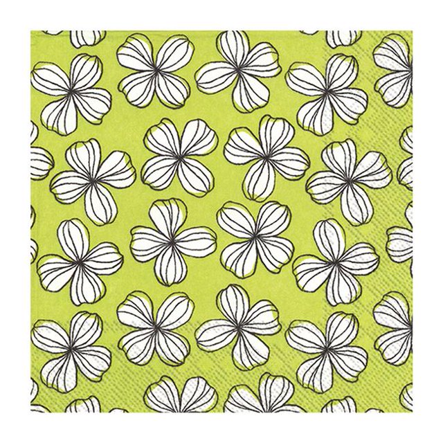 Abbott Collection AB-89-CPN-DP-927 5 sq. in. Cocktail Graphic Flower Napkin, Lime Green