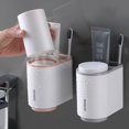 thumbnail image 2 of Juego de accesorios de baño, soporte para cepillo de dientes, dispensador de pasta de dientes, soporte de pared, taza para cepillo de dientes, estante de almacenamiento, exprimidor de pasta de dientes, 2 of 4