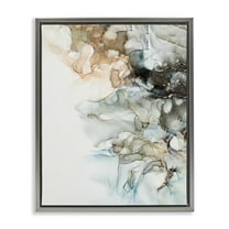 Stupell Industries Glam & Neutral Abstraction Abstract Painting Gray Floater Framed Canvas Art Print Wall Art, 25 x 31