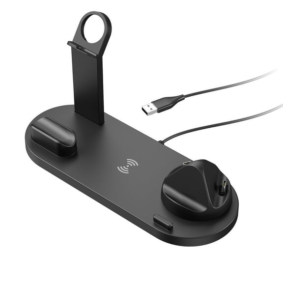 4-in-1 Wireless Charging Station for , Watch, , and Phones, 15W Fast Charging Stand with Adjustable Viewing Angle