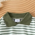 thumbnail image 5 of WERYOUNG Girls Boys Bodysuits Summer Unisex Comfort Striped Printed Turndown Collar Long Sleeve Bodysuits Baby Sweet Daily Wear Onesie,Green,0-3 Months, 5 of 6