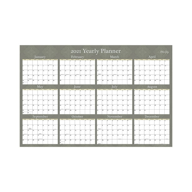 Blue Sky 2021 36" x 24" Laminated Calendar, Adriana