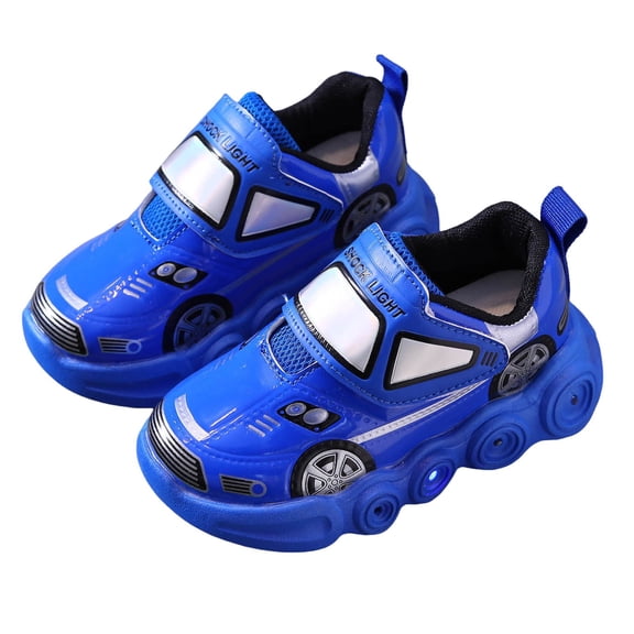 Dakaela Baby Light up Shoes Cartoon Car Unisex Luminous Sneakers Boys Girls Non Slip Tennis Running Walking Shoes Blue 7