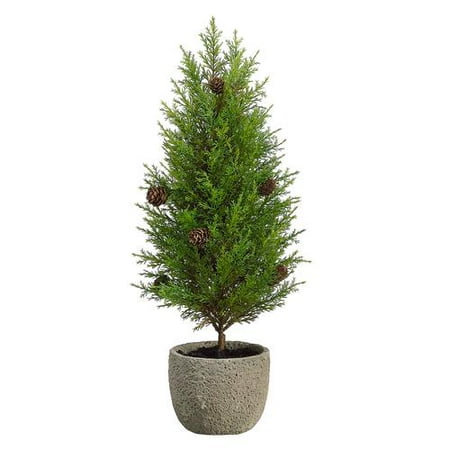 19" Potted Artificial Pine Tree with Pine Cones - Unlit