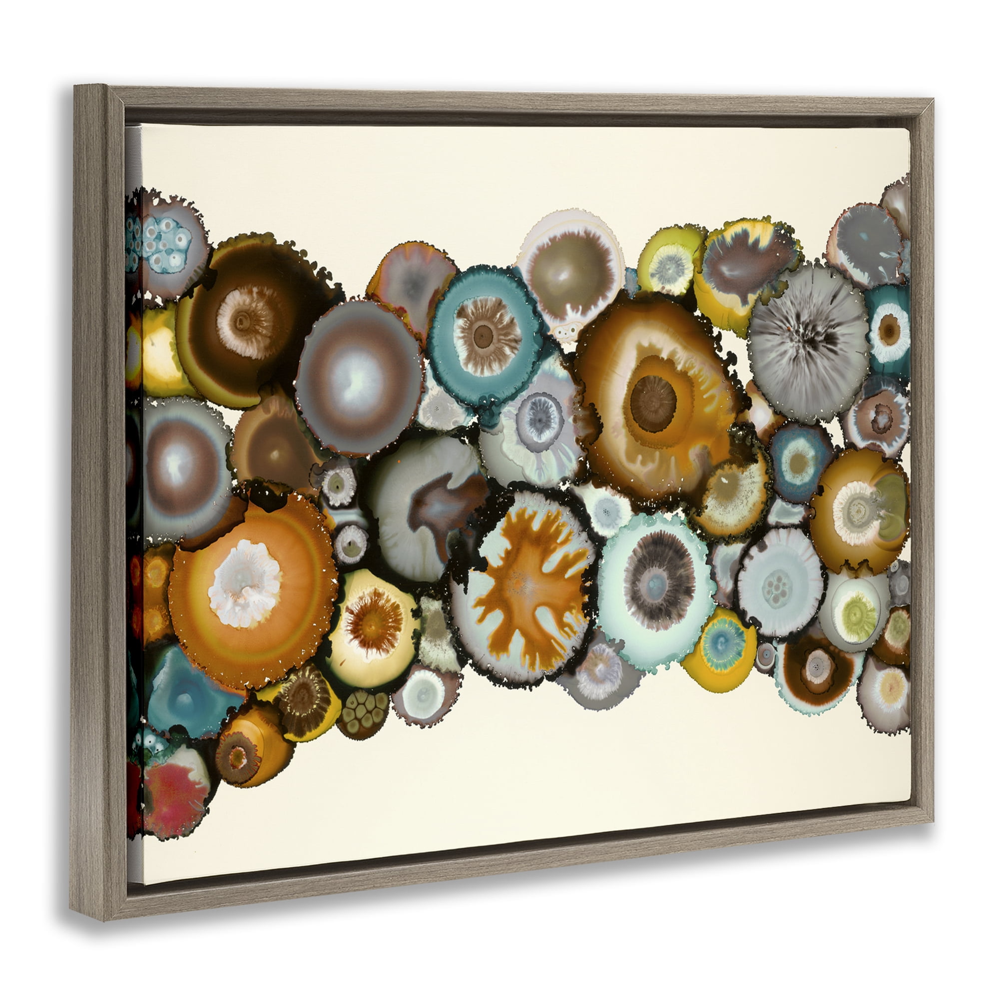 Stupell Industries Various Agate Clusters Abstract Painting Brown Floater Framed Canvas Art Print Wall Art, 31 x 25