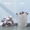 thumbnail image 4 of Gray Watercolor Leaf Pattern Large Dirty Clothes Hamper Foldable Laundry Basket with Handles for Bedroom Bathroom, 4 of 7