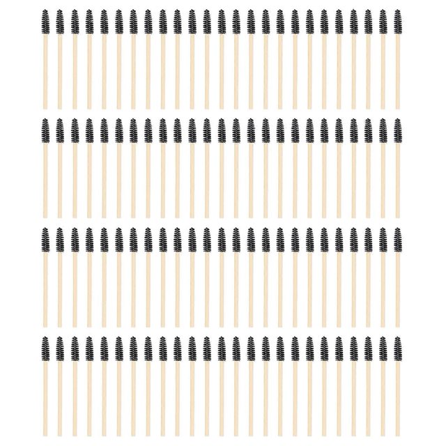 Lot de 100 brosses à cils jetables en bambou, respectueuses de l'environnement, pour le maquillage, noires