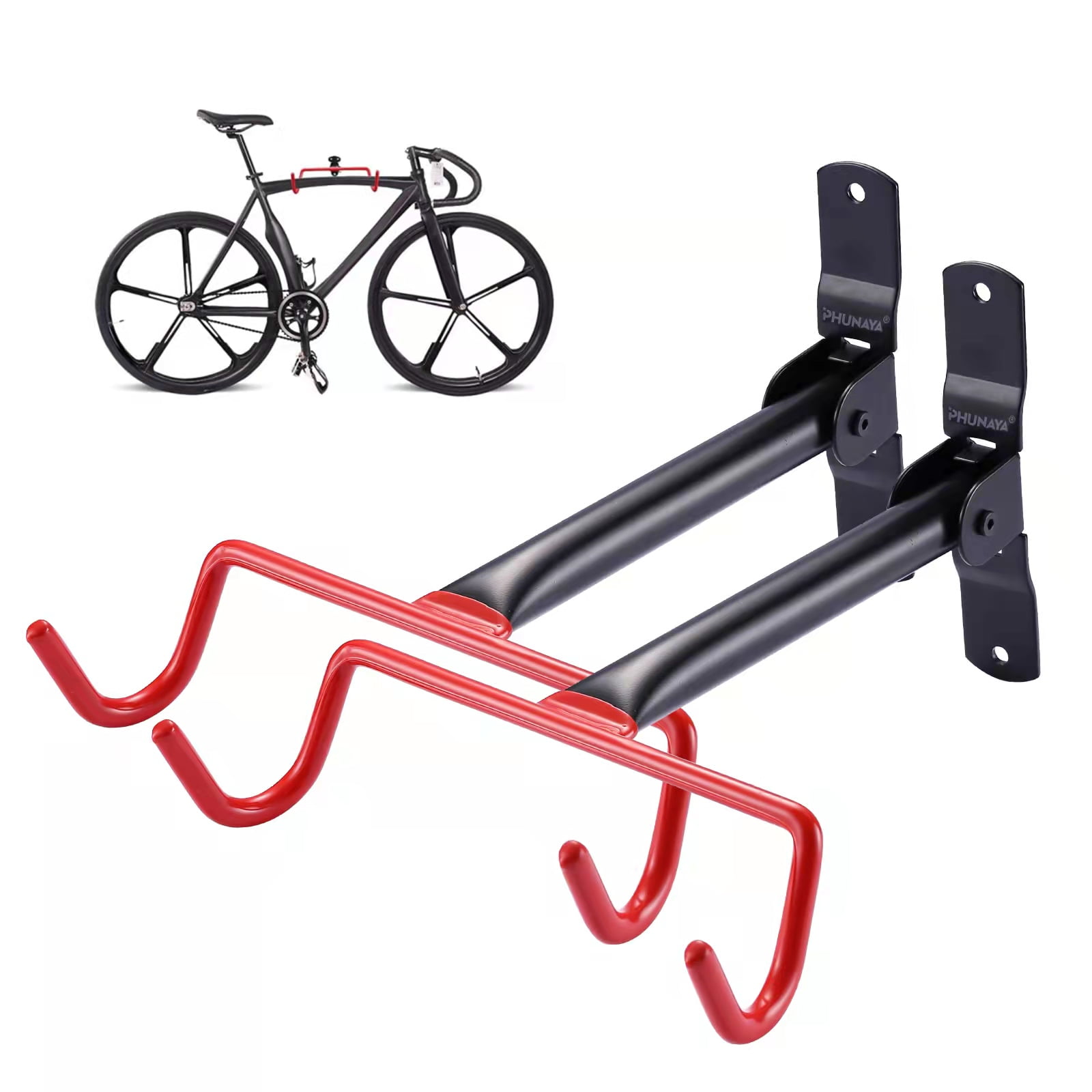 PHUNAYA Bike Hanger Wall Mount Bike Hook Horizontal Foldable Bicycle