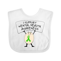 Inktastic I Support Mental Health Awareness green ribbon Boys or Girls Baby Bib