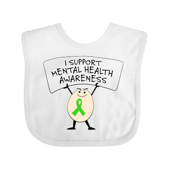 Inktastic I Support Mental Health Awareness green ribbon Boys or Girls Baby Bib