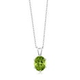 thumbnail image 2 of Gem Stone King 2.00 Cttw Green Peridot Pendant Necklace for Women | 925 Sterling Silver | Gemstone Birthstone | Oval 9X7MM | With 18 inch Silver Chain, 2 of 4