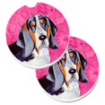 thumbnail image 1 of Pink Basset Hound Set of 2 Cup Holder Car Coaster, 1 of 1
