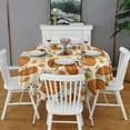 thumbnail image 2 of Fall Autumn Road Pumpkins Round Tablecloth 60" X 60",Wrinkle Wipeable Table Cloth for Kitchen Dining Room Picnic Patio Party, 2 of 6