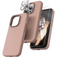thumbnail image 1 of TOCOL Funda 5 en 1 para iPhone 13, con 2 protectores de pantalla + 2 protectores de lente de cámara, funda de silicona líquida para iPhone 13, azul medianoche, 1 of 4