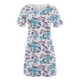 thumbnail image 4 of DailyTrove Women's Floral Print Fit & Flare Dress, Short Sleeve, Casual Garden & Picnic Wear, Lightweight Cotton Blend, Ruffled Hem, 4 of 5