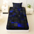 thumbnail image 4 of Castle Fairy Futuristic Cubic Grid Twin Sheets 3pcs,Minimalist Neon Geometric Bedding,Black Royal Blue,1 Flat Sheet, 1 Fitted Sheet and 1 Pillowcase, 4 of 7