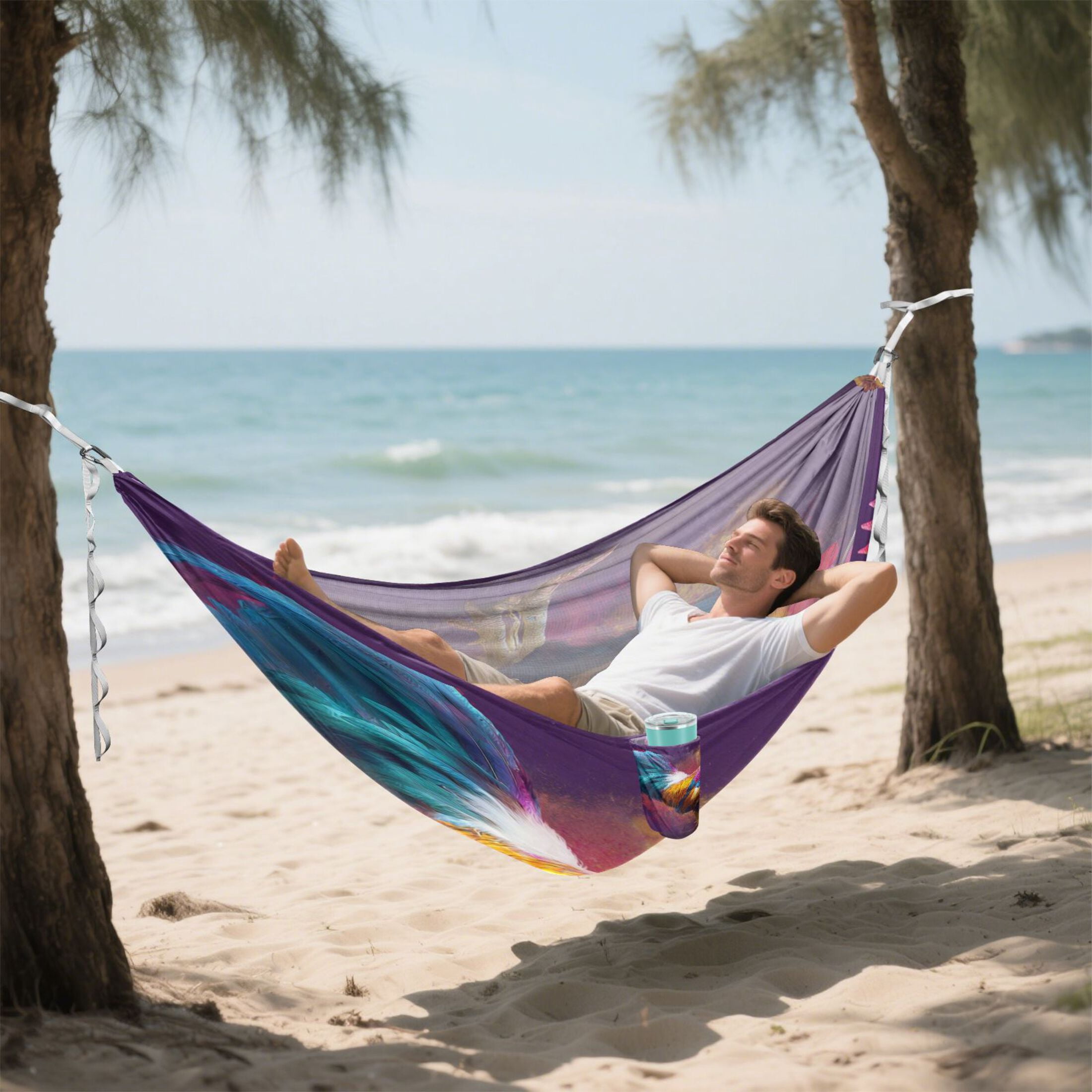 Hanging Hammock Portable Travel Camping For Outdooor Beach Camping Hiking A Colorful Rooster