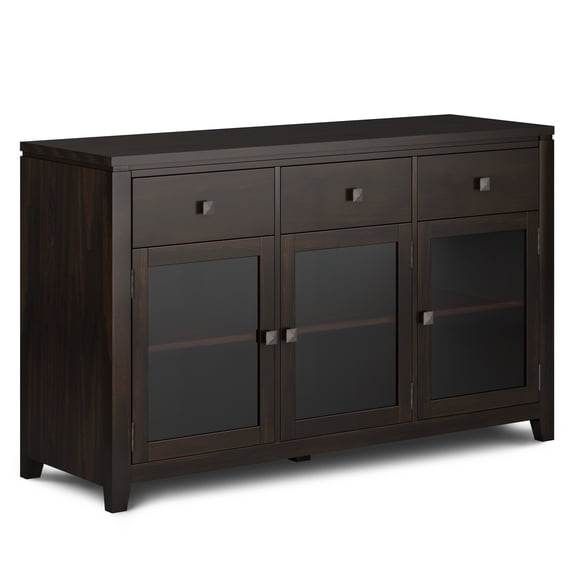 Simpli Home Cosmopolitan 54 inch Wide Solid Wood Contemporary Sideboard Buffet in Mahogany