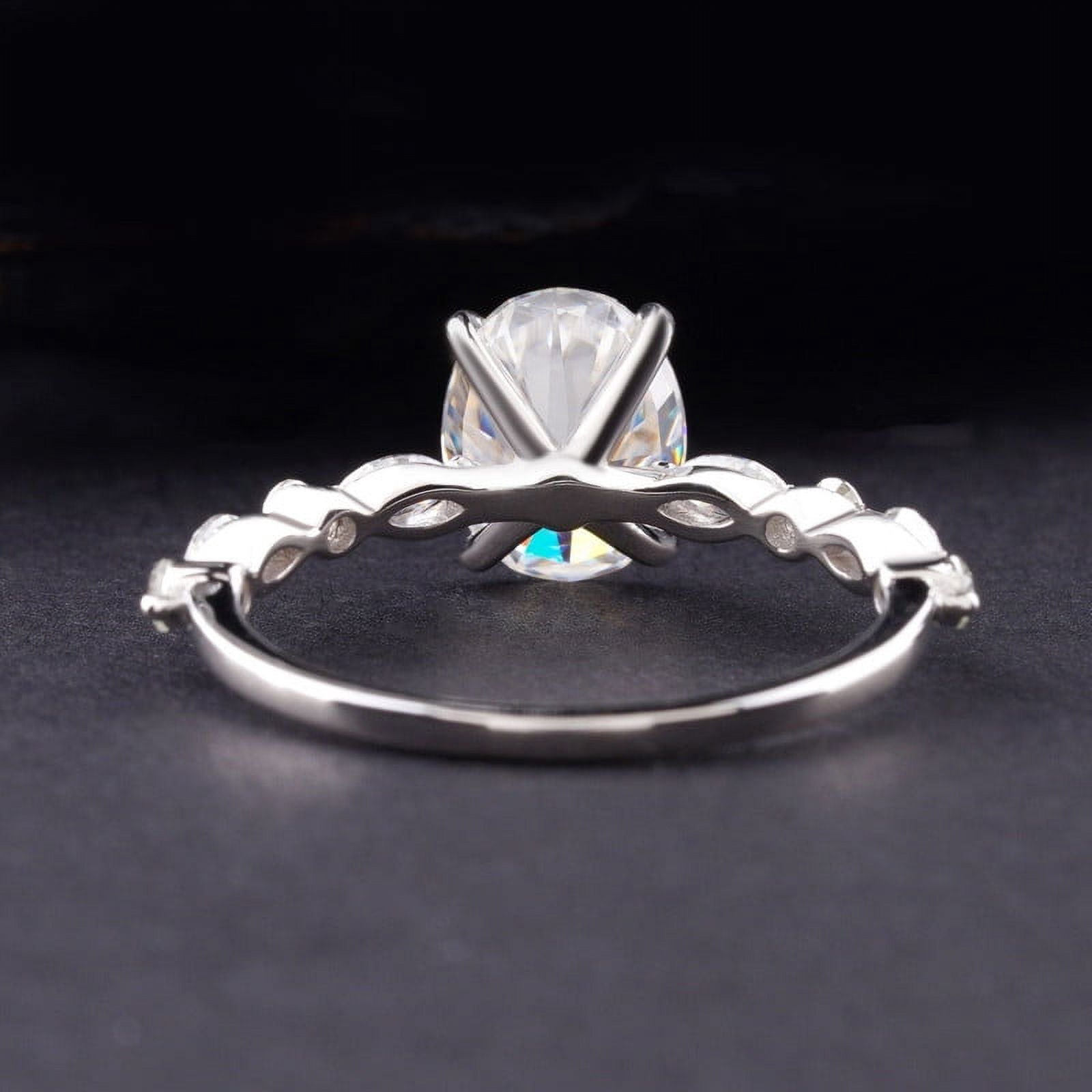 Cora Jewellery 2TCW Oval Moissanite Engagement Ring For Women, 14K White Gold