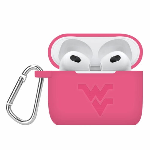 West Virginia Mountaineers Engraved Silicone Case Cover Compatible with Apple AirPods Gen 3 (Pink) by Affinity Bands