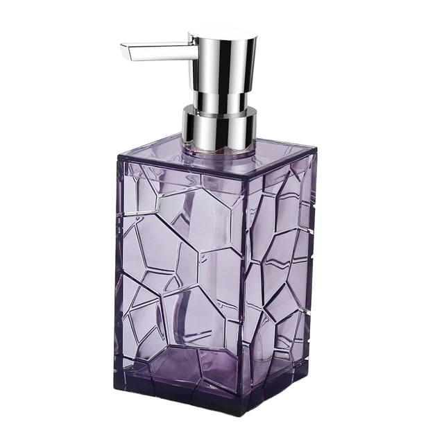 de jabón de 320 ml, acrílico práctico, elegante, surtido, de bomba de jabón líquido transparente, para el hogar, encimera, Violeta Gloria Dispensador de jabón