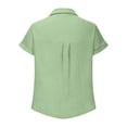 thumbnail image 4 of Resicozy Girls Button Down Linen Shirts for Kids Summer Short Sleeve Dress Shirts Uniform Blouse 3-13 Years Light Green 160, 4 of 8