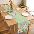 thumbnail image 3 of Table Runner 90 Inches Long for Kitchen Dining, Easter Bunny Dresser Scarf Farmhouse, Dining Table Decorations for Wedding/Parties, Farmhouse Colorful Eggs Tulip Wood Grain Green 13 x 90 In, 3 of 8