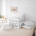 thumbnail image 4 of Feelyou Simple White Plaid Comforter Set 7pcs, Fashion Lines Buffalo Queen Bedding Sets, 4 of 8