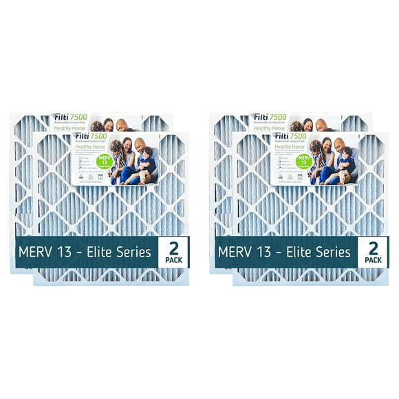 Filti 7500 Fourneau Plissé pour la Maison HVAC 20x4x25 MERV 13 Filtre à Air, (2 Pack)