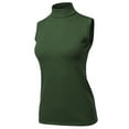 thumbnail image 1 of A2Y Women's Sleeveless Viscose Turtle Neck Sweater Top Olive M, 1 of 5