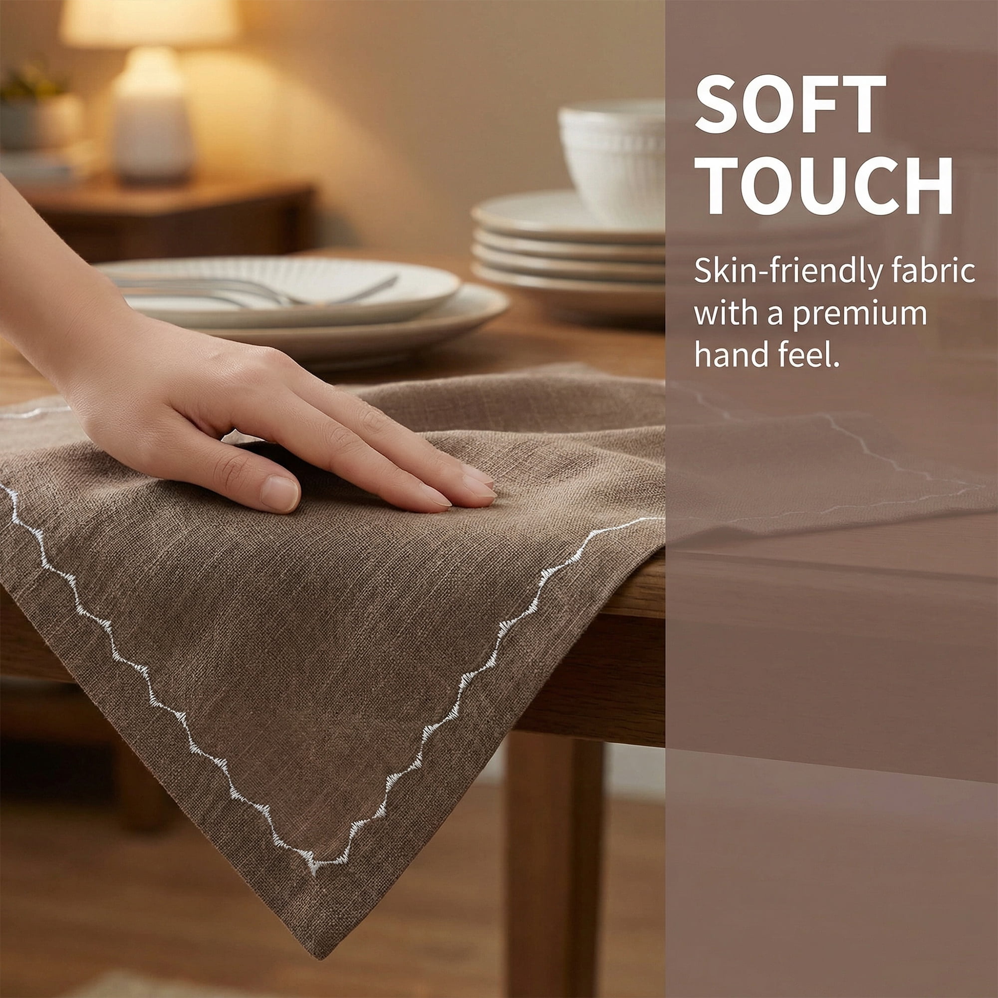 Unique Bargains 6Pcs Linen Washable Reusable Cloth Napkins Caramel 20x20inch