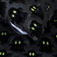 thumbnail image 2 of Halloween Ghost Throw Pillow Covers 18x18 Inches, Pack of 2, Black Fuzzy Cute Ghost Decorative Pillowcases, Glow in the Dark/Neon Green Eyes Spooky Cushion Cases for Sofa Couch Bed Home Decor, 2 of 7
