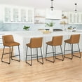 thumbnail image 3 of Dycanpo 26”Bar Stools, 2.5'' Thick Padding, Faux Leather Upholstered Bar Stools Set of 4 for Kitchen Counter Island，Whiskey Brown, 3 of 7