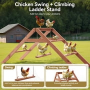 Extra Large Chicken Roosting Bars, DOMIPET 69 Wooden Chicken Roosting Ladder with Swing, Chicken Perches Activity Play Set for Coop Accessories, Fun Roost Toys for Hens, Easy to Assemble & Clean