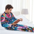 thumbnail image 6 of Naloa Colorful Donut Men’s Pajamas Set - Long Sleeve Button Down Sleep Shirt and Pajama Bottoms Sleepwear Set-X-Large, 6 of 7