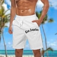 thumbnail image 2 of ctdiral Big and Tall Beach Shorts for Man Summer Loose Fit Drawstring Lounge Shorts Letter Print Straight Leg Short Pants with Pockets, 2 of 5
