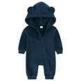 thumbnail image 2 of Jkety Baby Boy Clothes Infant and toddler Baby Boys Toggle Winder Snowsuit Hooded Puffer Jacket with Gloves Hooded Footie Jumpsuit Dark Blue,0-3 Months, 2 of 7
