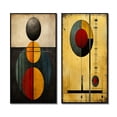 thumbnail image 2 of Designart "Unraveling the Mystery Retro Geometric Puzzle I" Modern Geometric Framed Wall Art Set Of 2 - Modern Gold Gallery Wall Frame Set For Home Decor, 2 of 6