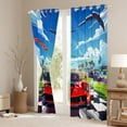 thumbnail image 3 of Erosebridal Sports Car Blackout Curtains 84x84 Red Race Car Curtains,Black White Plaid Curtains & Drapes Modern City Bedroom Curtains Speed Racing Car Window Drapes Home Decorative, 3 of 6