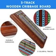 thumbnail image 3 of GSE Games & Sports Expert 3-Track Multi-Color Wooden Cribbage Board Game with 2 Deck Playing Cards, 9 Metal Pegs, 3 of 8