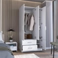 thumbnail image 4 of Tuhome Furniture Sebree Engineered Wood 4-Doors Bedroom Armoire in White, 4 of 5
