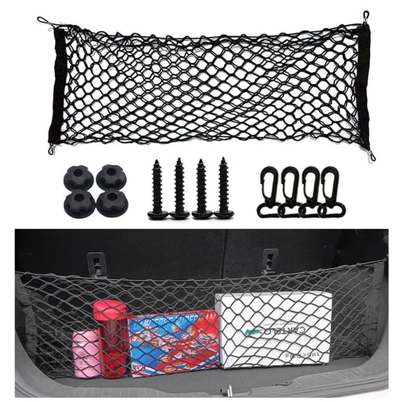 BTideas Cargo Net Organizer,35.4×15.8'' Adjustable Elastic Trunk Mesh Nets with Hooks for Suv,Cars