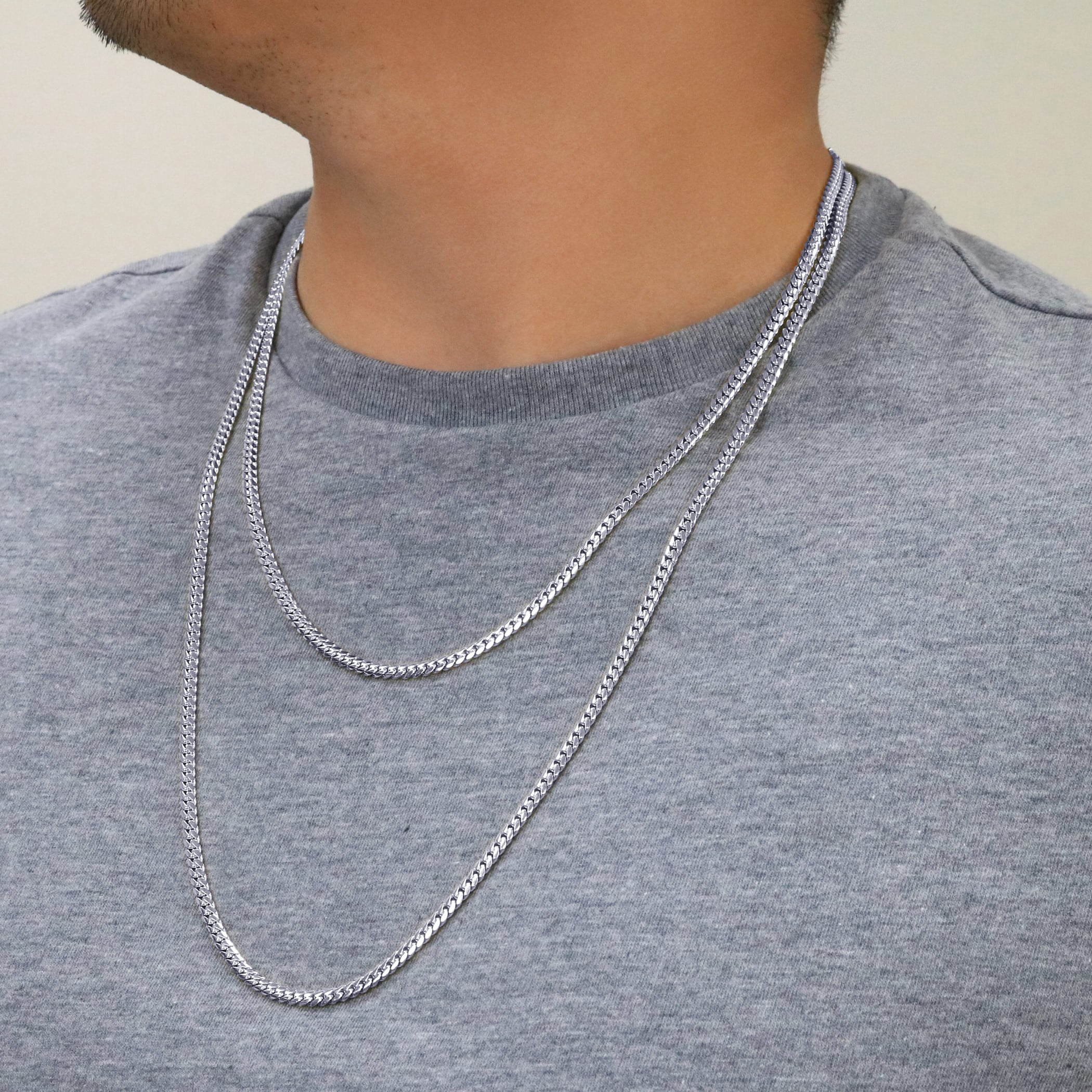 Nuragold 10K Real White Gold Solid Miami Cuban Link Chain Necklace 16"-30" (2.7mm-7mm) Italian Jewelry for Men & Women
