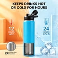 thumbnail image 3 of Hawsaiy 24 oz Insulated Stainless Steel Water Bottle with Handle, Leak-Proof Lid & Wide Mouth, Double Wall Vacuum, BPA Free, Keeps Cold & Hot, Blue, 3 of 9