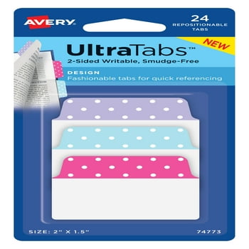 Avery Ultra Tabs, Multi-use Style, 2" x 1.5", Neon Dots Design, 24 Tabs (77773)