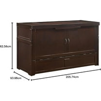 Night & Day Furniture Cube Cabinet Murphy Chest Bed With 6 InchMemory Foam Mattress (Queen, Hickory Oak)